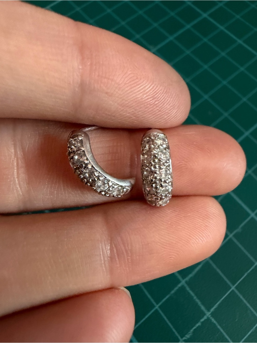925 Silver Pavé Huggie Earrings - Sparkling Clear Crystal Hoop